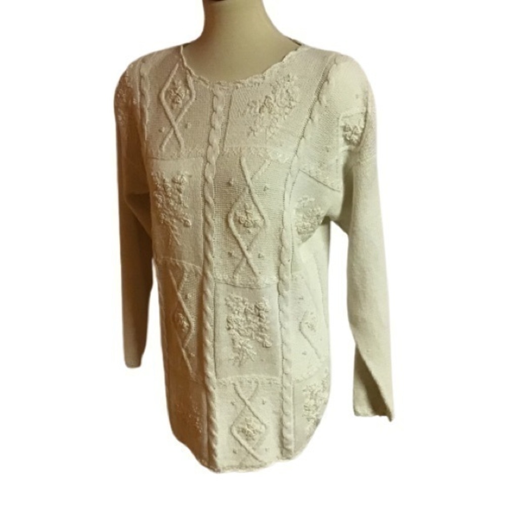 Retro Y2K feminine beaded oversized sweater